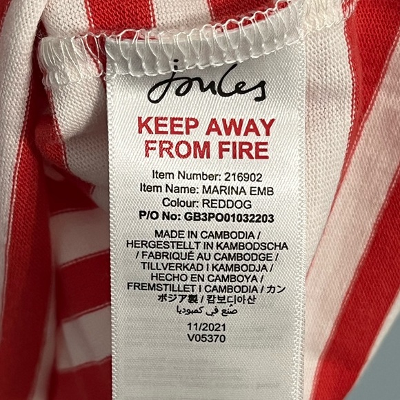NWT Joules Women’s Size 18/1XL Dalmation Red Stripe Long Sleeve Shirt - Picture 9 of 11